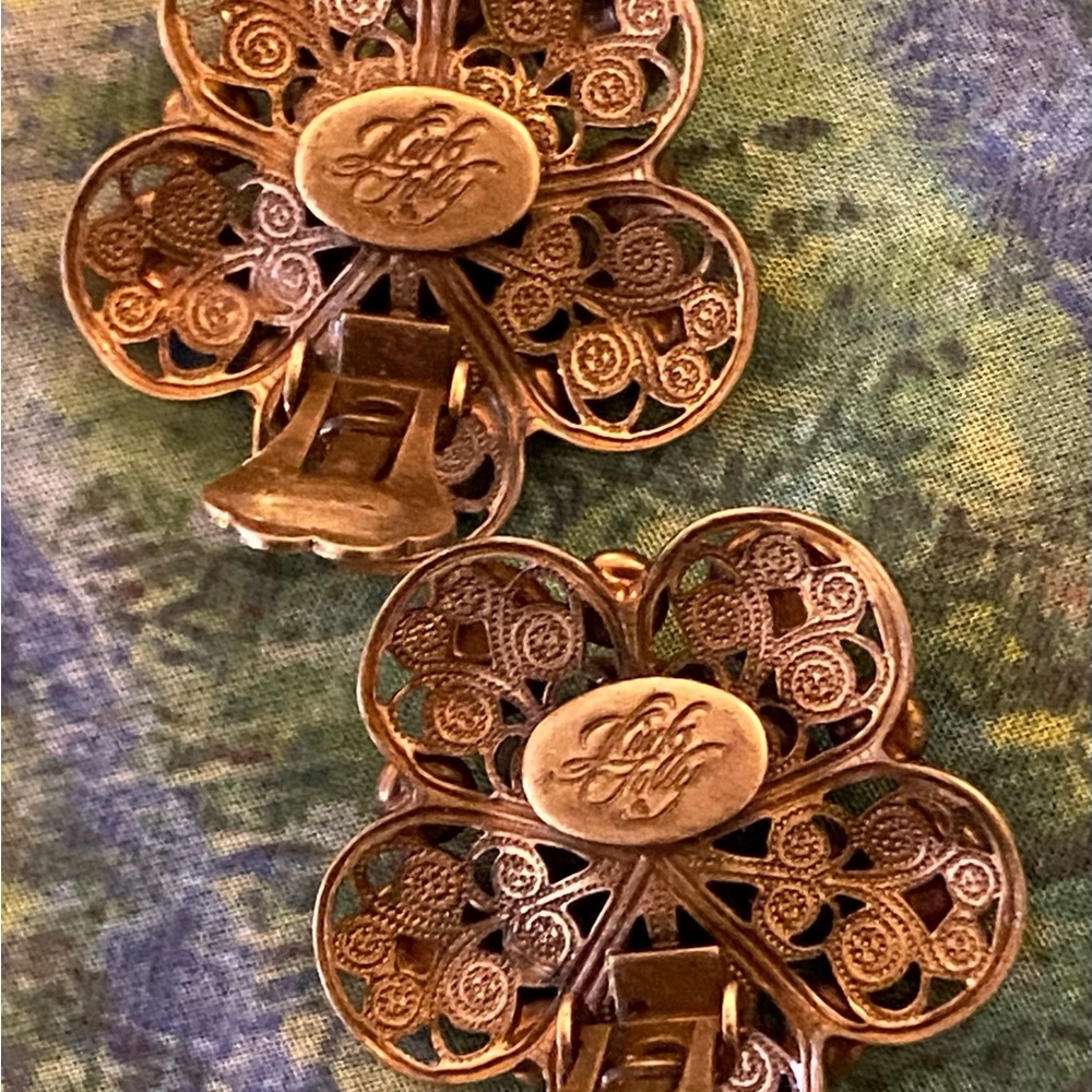 Kirks Folly Vintage Clip Earrings w/ filigree design